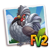 Chicken Adult Crevecoeursilver, , Lucia just raised a Prized Silver Crevecoeur Chicken!, Lucia has finished training her Prized Silver Crevecoeur Chicken in FarmVille 2! Grab an extra milk to feed new baby animals!